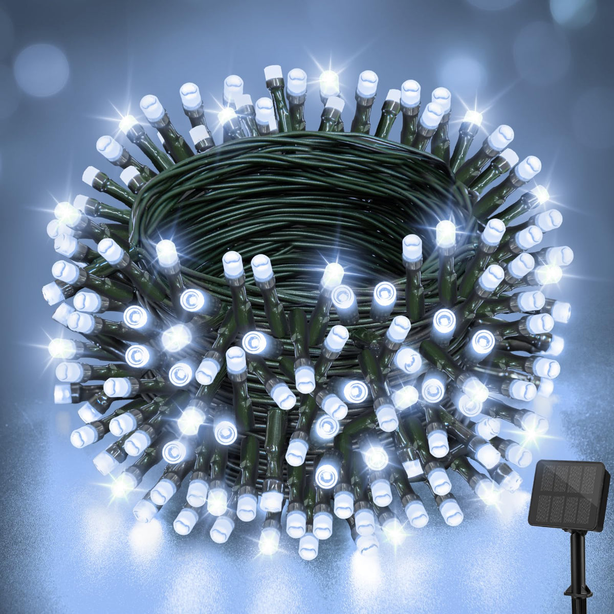 Outdoor Solar Lights Garden, 12M/40FT 120 LED Solar String Lights Waterproof, 8 Modes Solar Powered Fairy Lights for Tree Patio Yard Party Garden Terrace Decorations Warm White