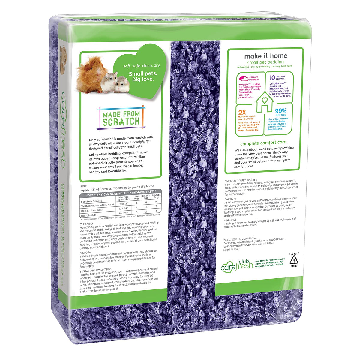 Carefresh 99% Dust-Free White Natural Paper Small Pet Bedding with Odor Control, 10L, White