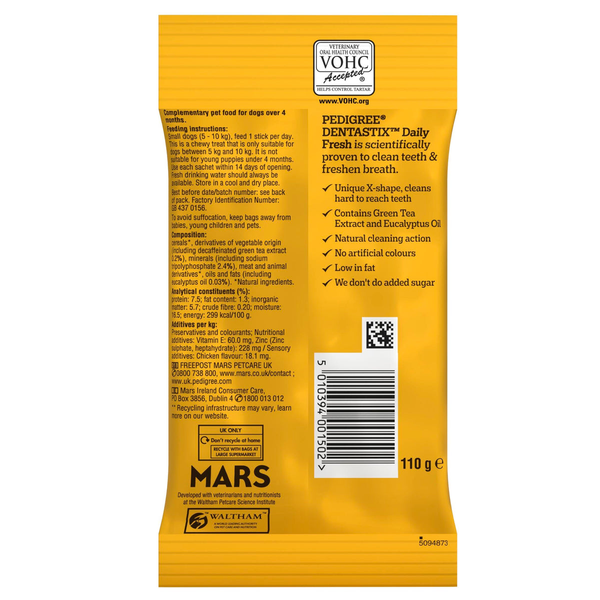 Pedigree DentaStix, Functional Snacks, Daily Dental Chews for Small Dogs (5 -10 kg), Megapack of 16 x 7 (112 Sticks)