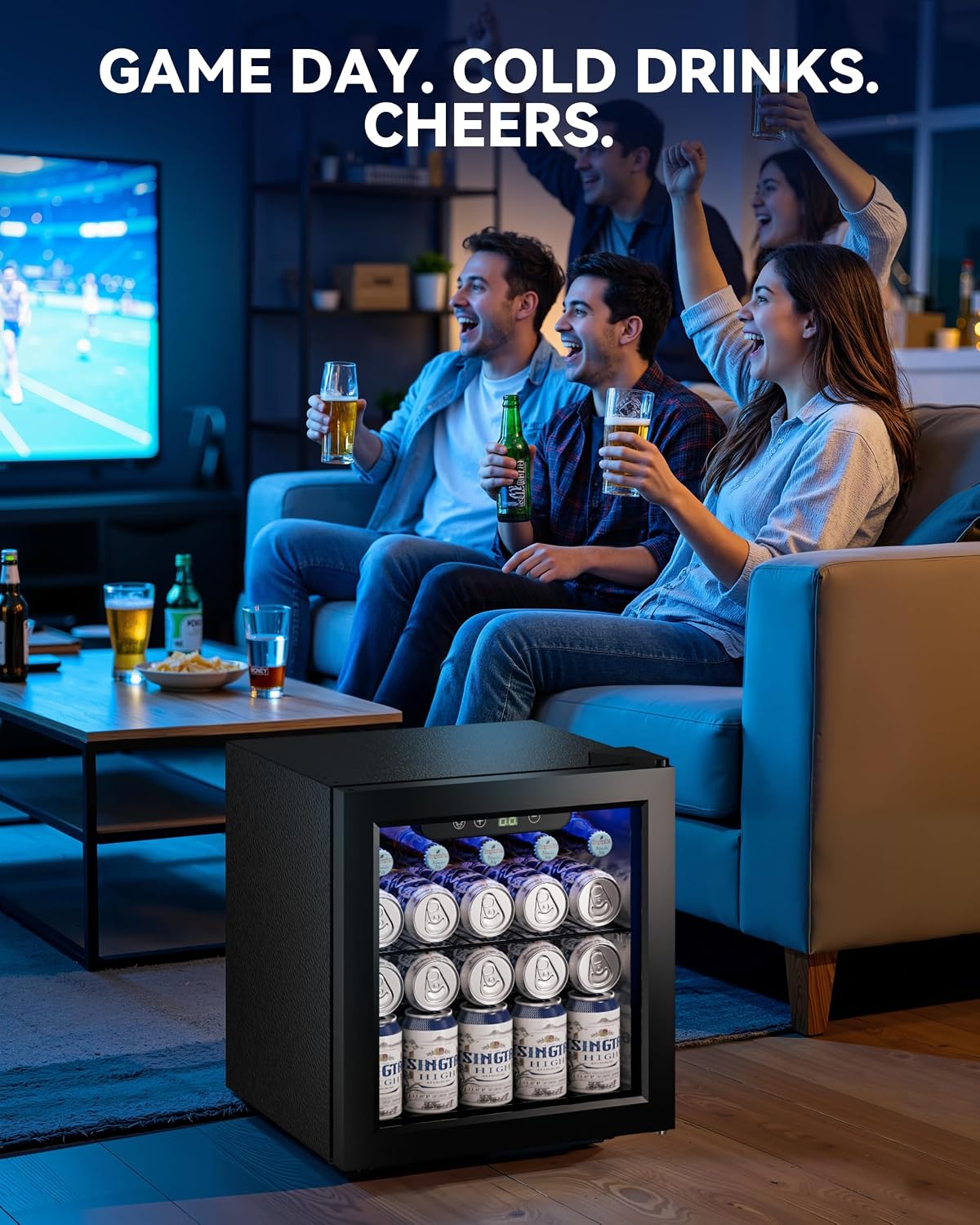 JUMMICO Compressor Beverage Cooler 36L 4-16°C Digital Display Black