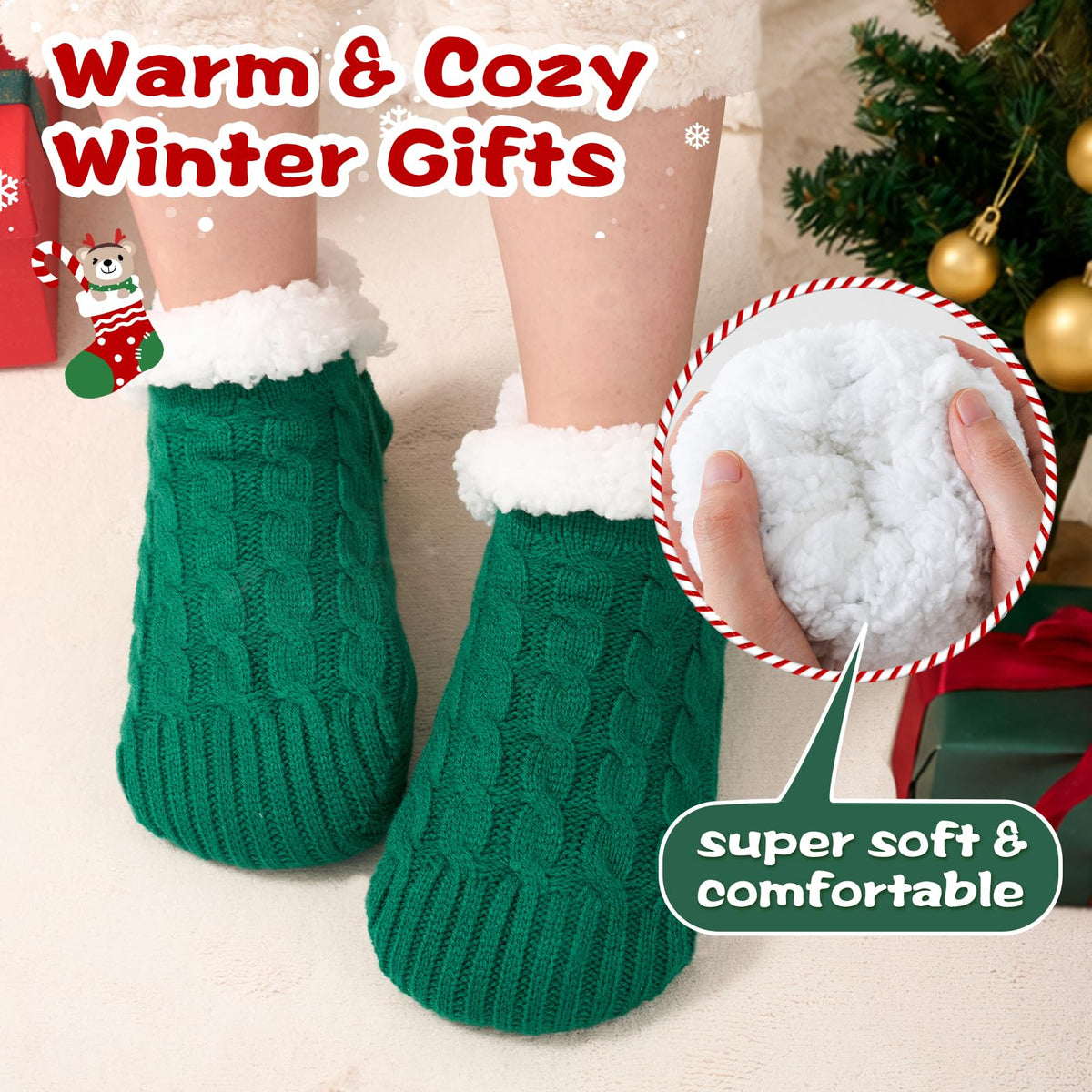 Niorasen Fluffy Slipper Socks Women Men, Winter Gift for Her, UK 4-9