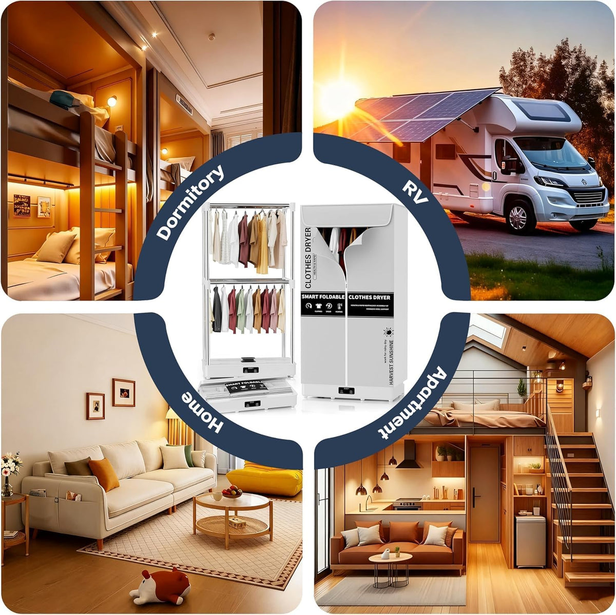 Clothes Dryer, Portable Foldable Drying Machine with Timer, Easy Carry Laundry Drying Wardrobe with Large Capacity, Electric Dryer/Rack for Home | Appartments | RV (White)
