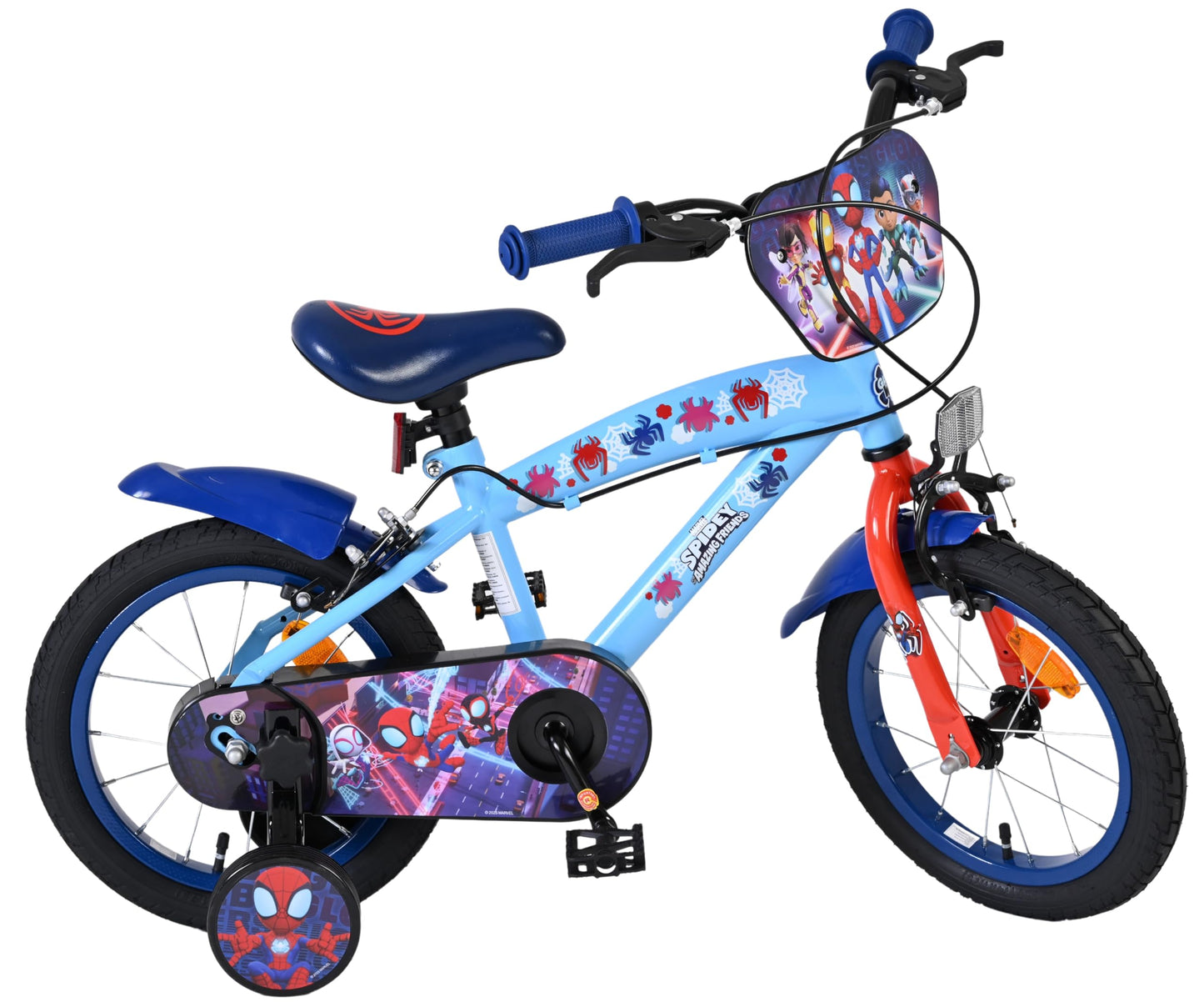 Volare Official Marvel Spider-Man Kids Bike 12" with Stabilisers — Ages 3-4