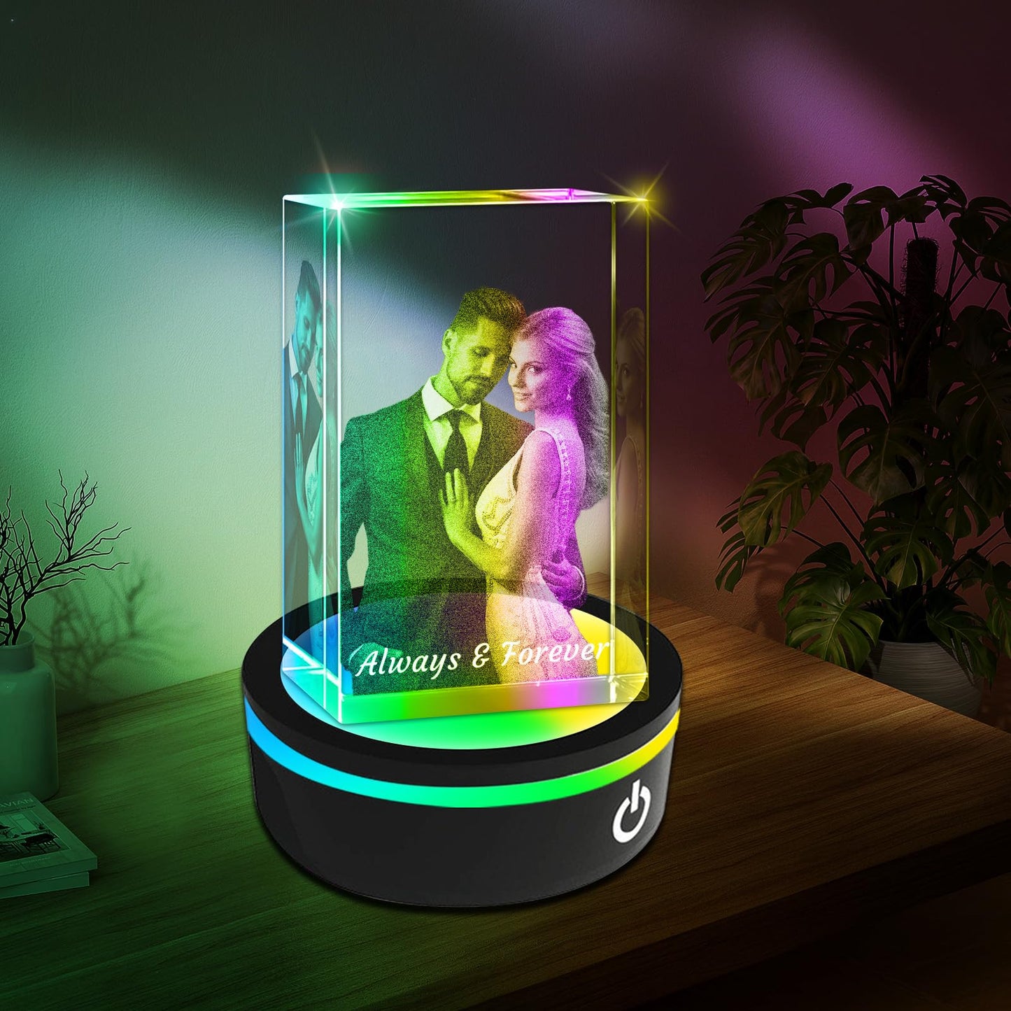 Personalised 3D Crystal Photo Gift, Custom Gifts with 3D Laser Etched, Engraved Inside the Crystal Using Your Photo Customized Memorial Custom Mother’s Day Picture Gift (Cuboid)