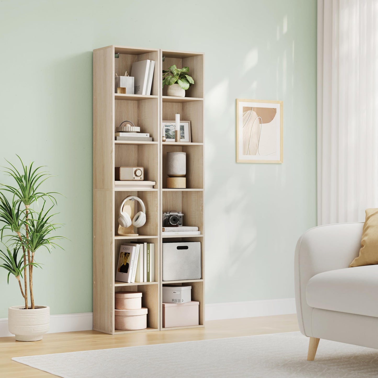 WOLTU Bookcase, White Book Shelf 6 Storage Cubes Unit, Tall Freestanding Bookcases for Living Room,Bedroom