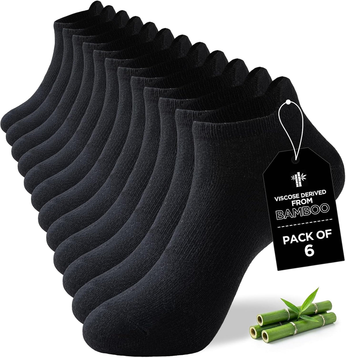 Niorasen Bamboo Trainer Socks for Men & Women, 6 Pairs, Low Cut