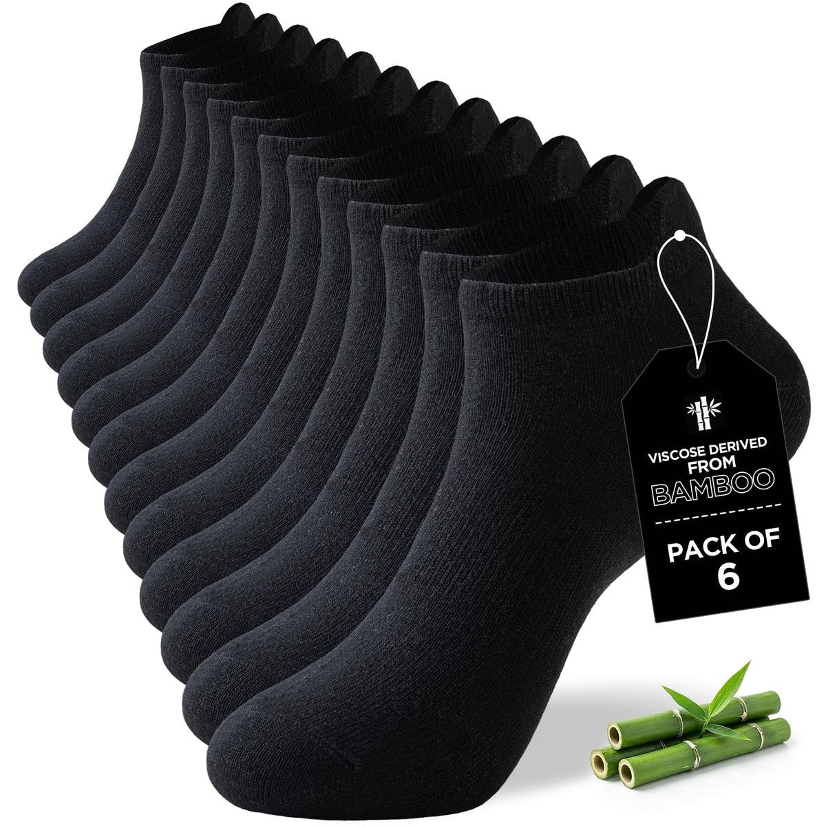 Niorasen Bamboo Trainer Socks for Men & Women, 6 Pairs, Low Cut