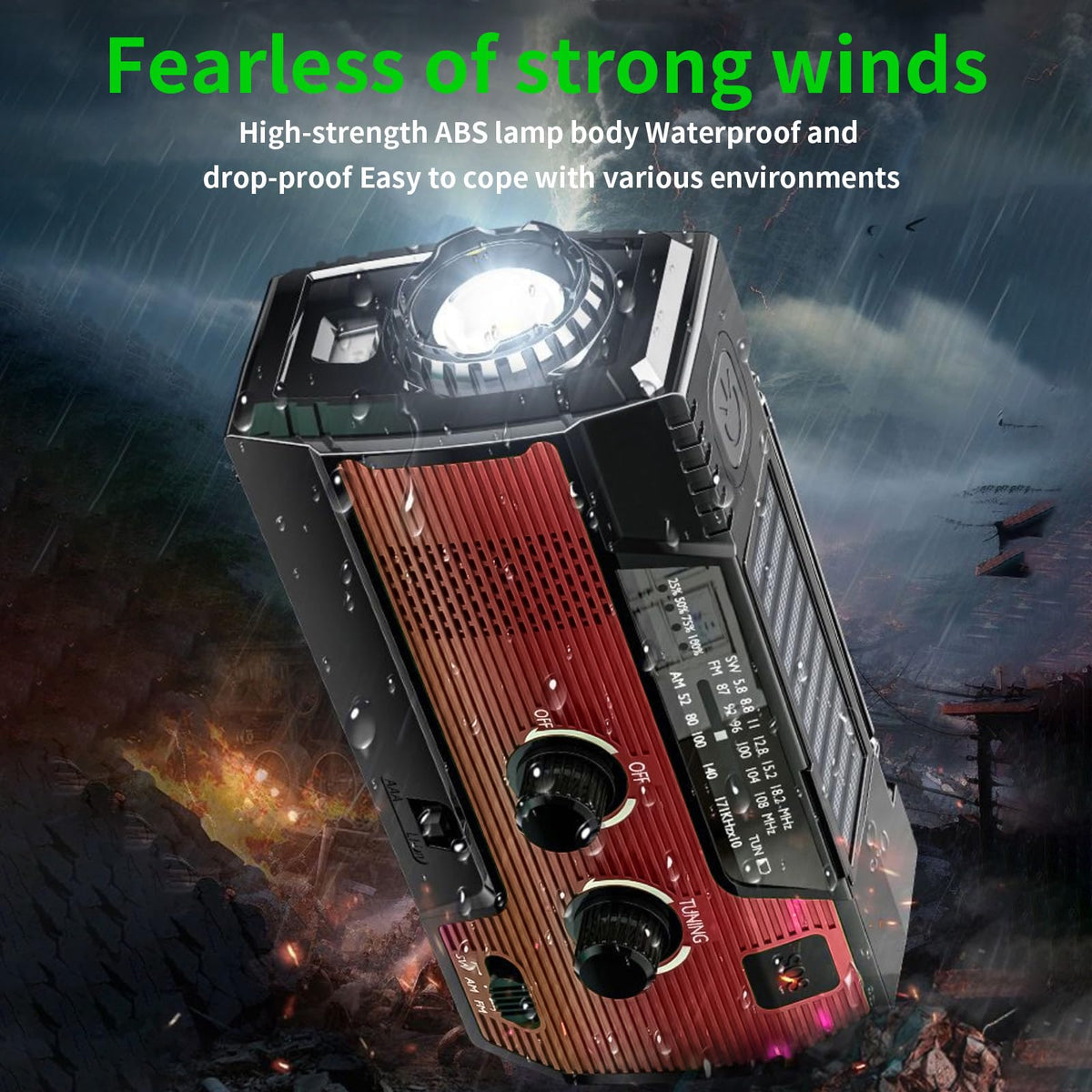 SOLARBABY Wind Up Solar Radio, Emergency Hand Crank Self Powered AM/FM Survival Solar Weather Radio with LED Flashlight,SOS Alarm,2000mAh Emergency Power Bank for Smart Phone (M-Orange)