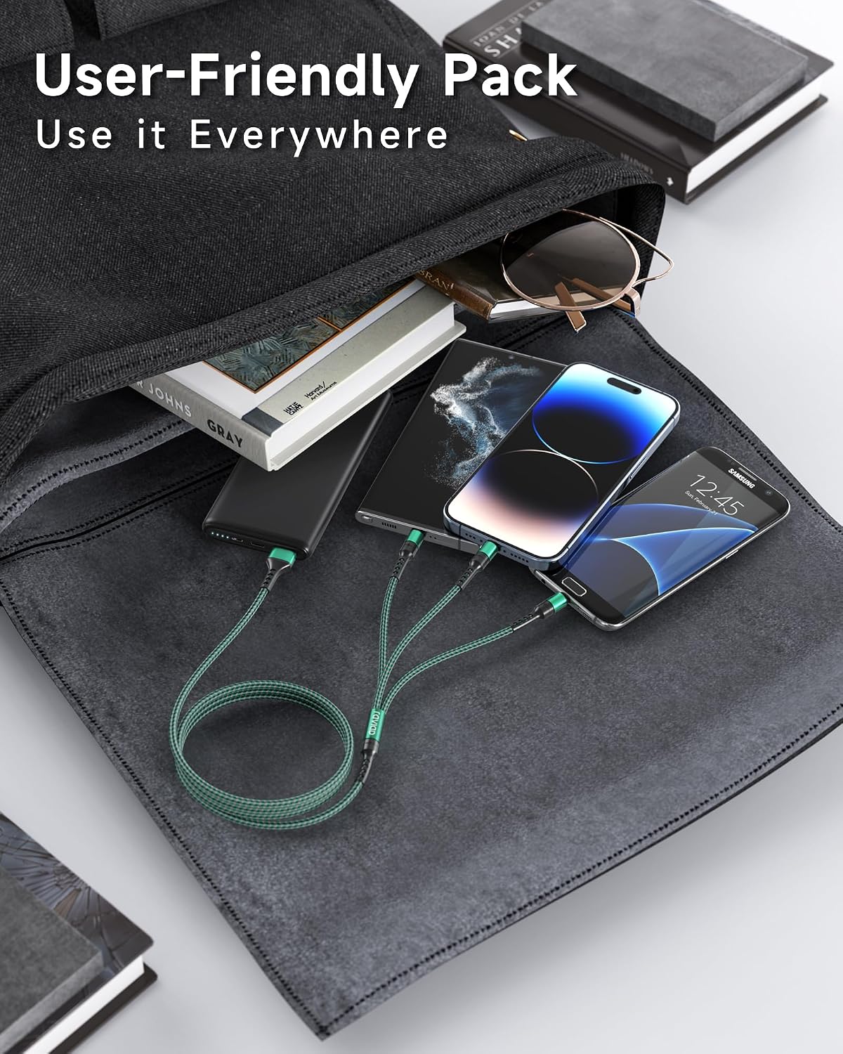 RAVIAD Multi Charger Cable, 3 in 1 Charger Cable 3A USB Fast Charging Cord