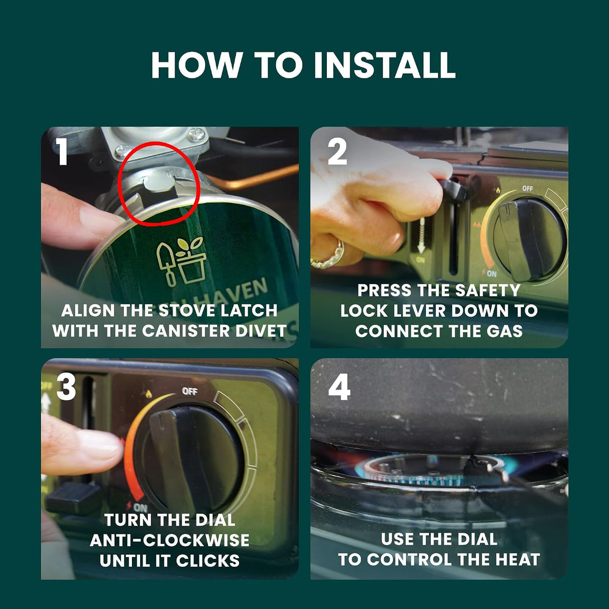 Green Haven Portable Camping Stove | 4 Butane Gas, Carry Case