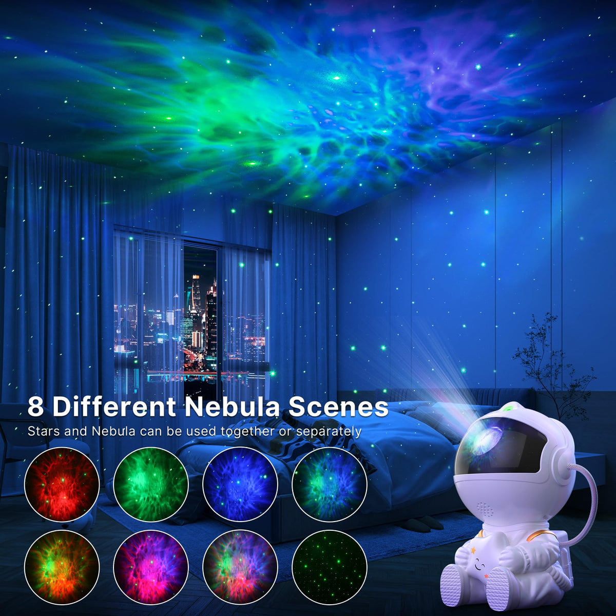 Mexllex Astronaut Galaxy Projector, Star Projector Night Light, Spaceman Light Projector with Remote Control, USB Powered 360° Adjustable Space Buddy Projector for Kids Bedroom Adults Room