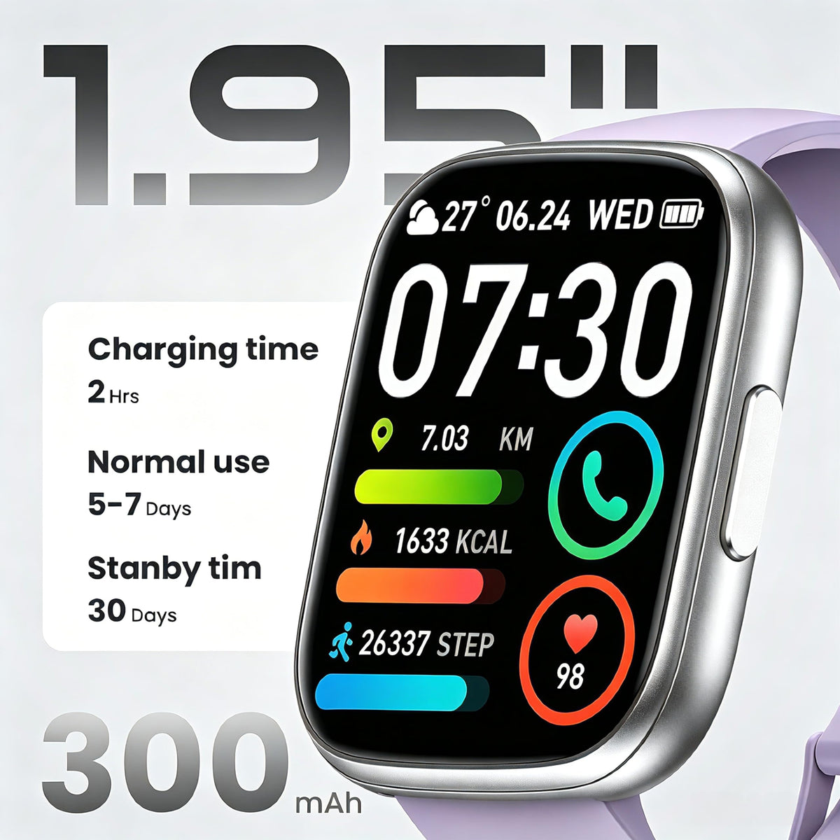 Cillso Smart Watch, Alexa Built-in, 1.83" Bluetooth Calling Fitness Watch