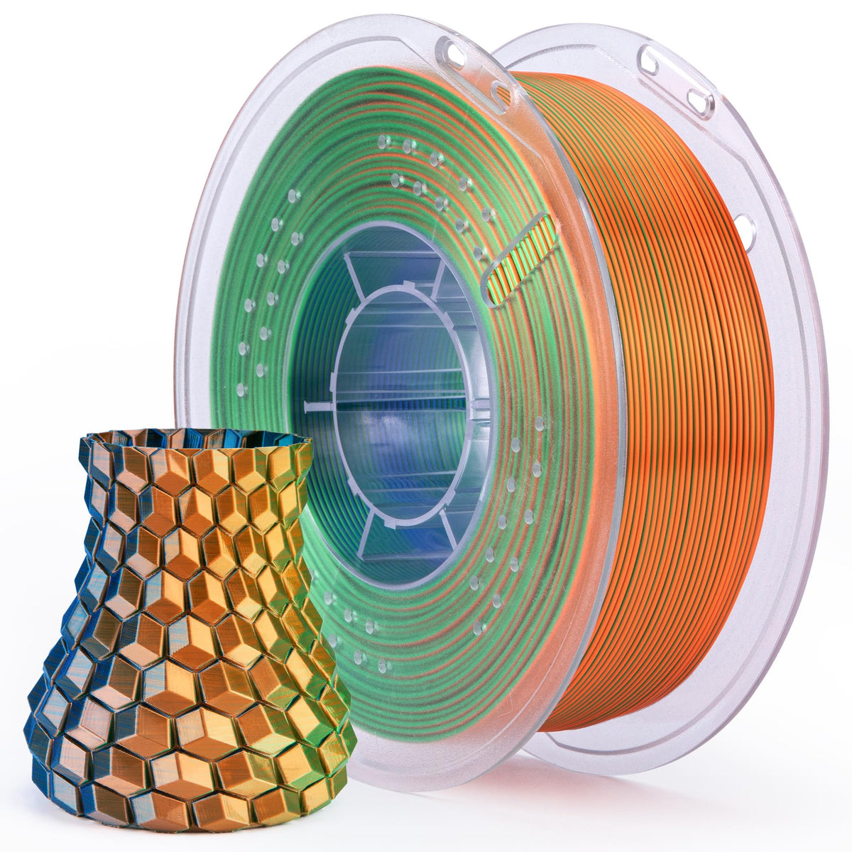 ELEGOO Silk PLA Filament 1.75mm Blue Purple 1KG, Shiny Dual Colours 3D Filament Dimensional Accuracy +/- 0.05mm, 1kg Spool(2.2lbs) Fits for Most FDM 3D Printers