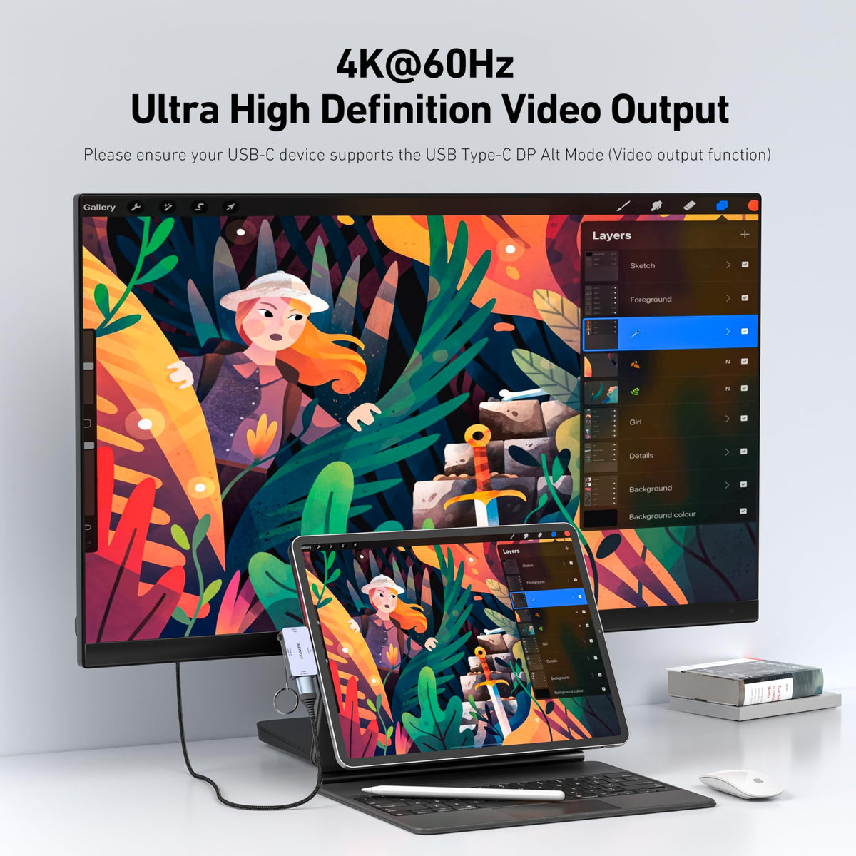 USB C to HDMI Adapter, BENFEI USB Type-C to HDMI Adapter [Thunderbolt 3/4 Compatible] with iPhone 15 series, MacBook Pro/Air 2023, iPad Pro, iMac, S23, XPS 17, Surface Book 3 and More