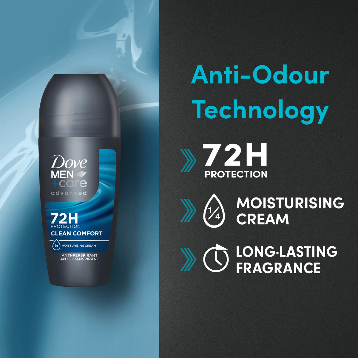 Dove Advanced Extra Fresh Antiperspirant Deodorant Roll On deodorant for men with Triple Action Technology for 72h sweat & odour protection 50 ml (Pack of 2)
