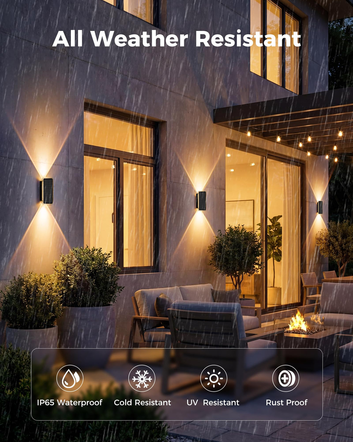 vighep RGB Solar Fence Lights Outdoor 3 Pack, 11 Mode Up & Down Wall Lights