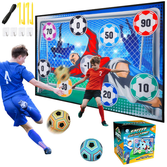 VATOS Electronic Scoring Football Toy Game Set for Kids, Indoor Outdoor Football Training Target with Real-Time Scoring, 2 Modes, Fabric Goal and 2 Balls, Fun Sport Birthday Gift for Boy Girl Ages 3+