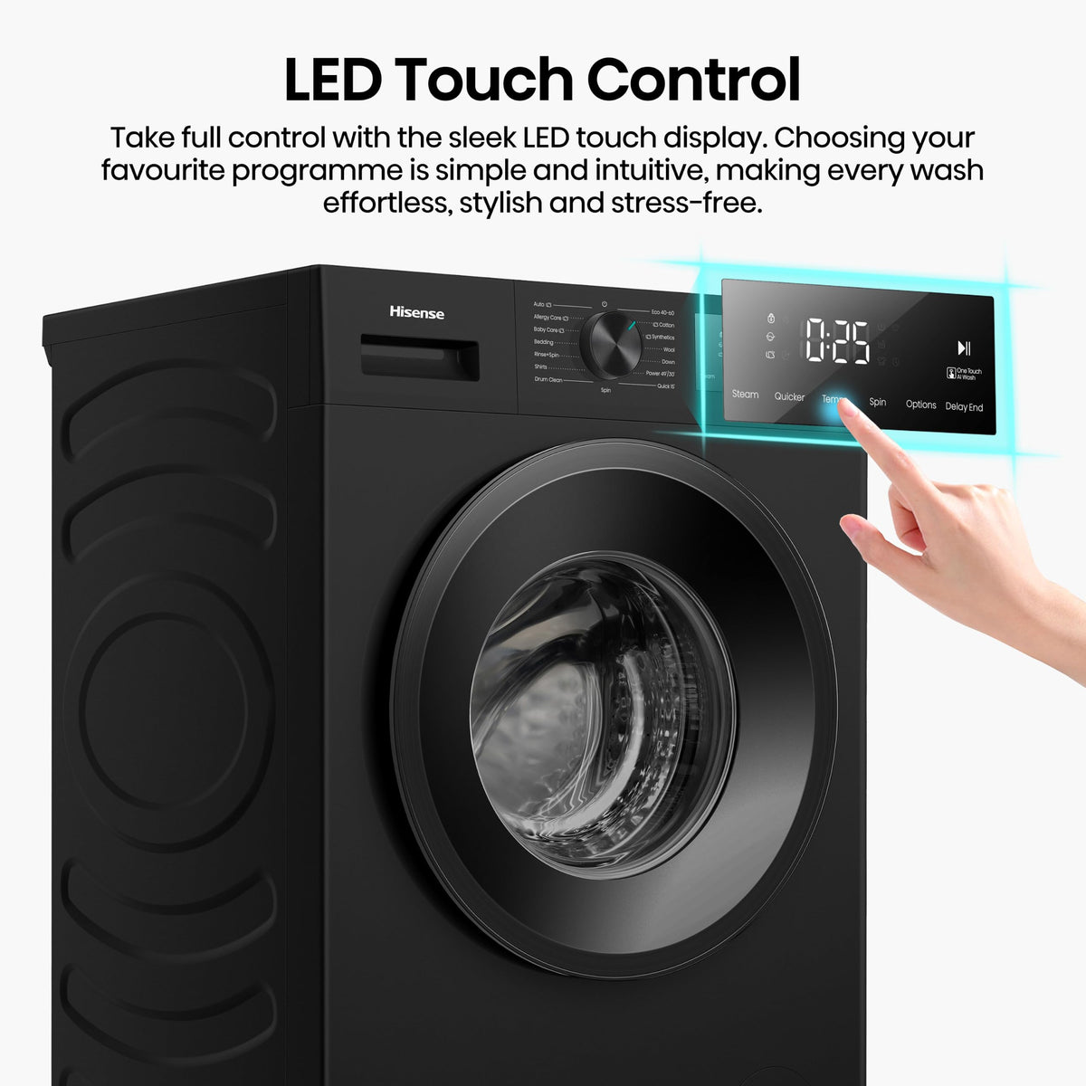 Hisense WF1G7021BW Freestanding 7 KG-Front Load Durable Inverter Washing Machine, Steam Wash-Quick Wash-15 Washing Programs-1200 RPM-White-Energy Rating B