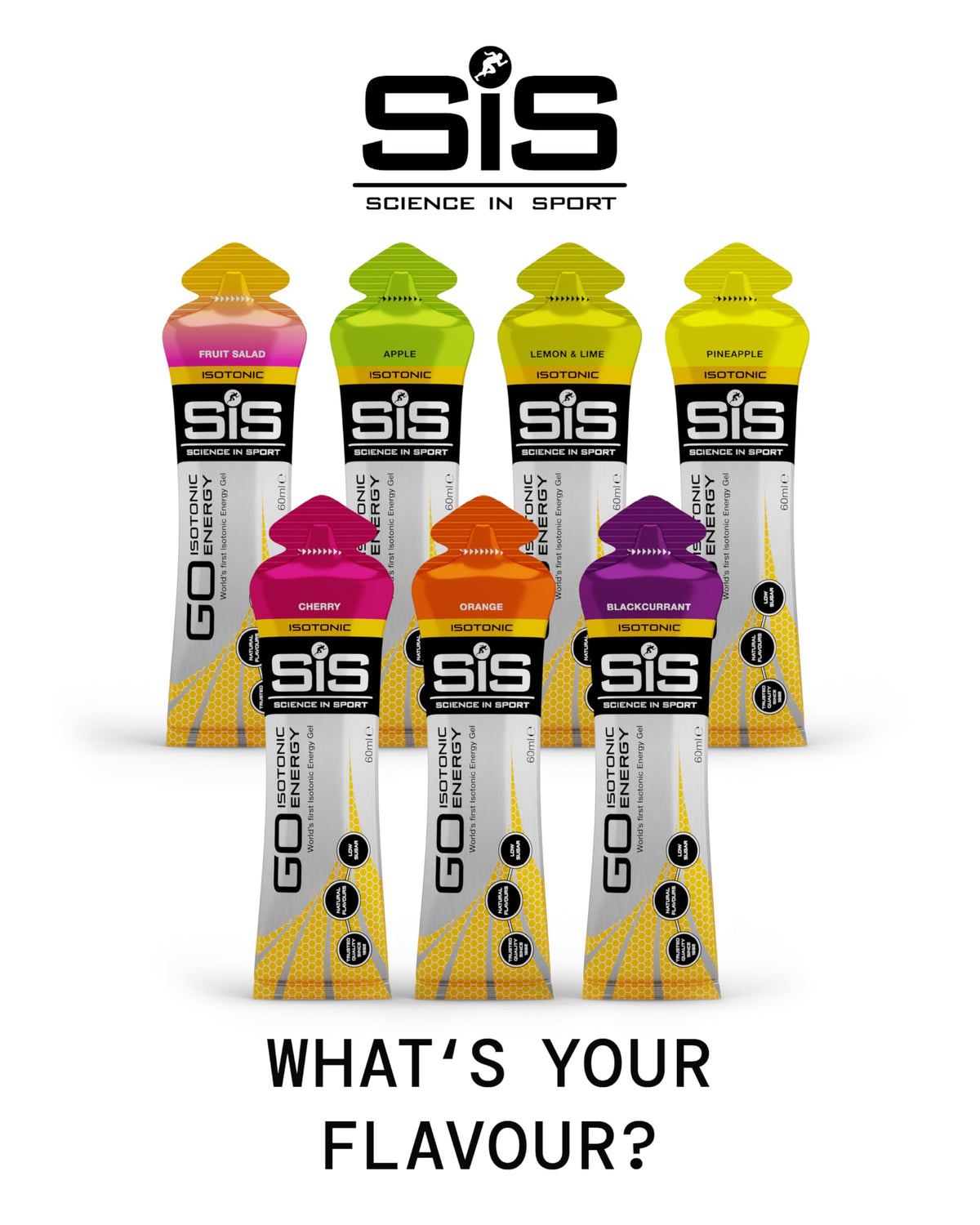 Science in Sport GO Isotonic Energy Gels Mixed, Mixed Flavours, 7 x 60ml
