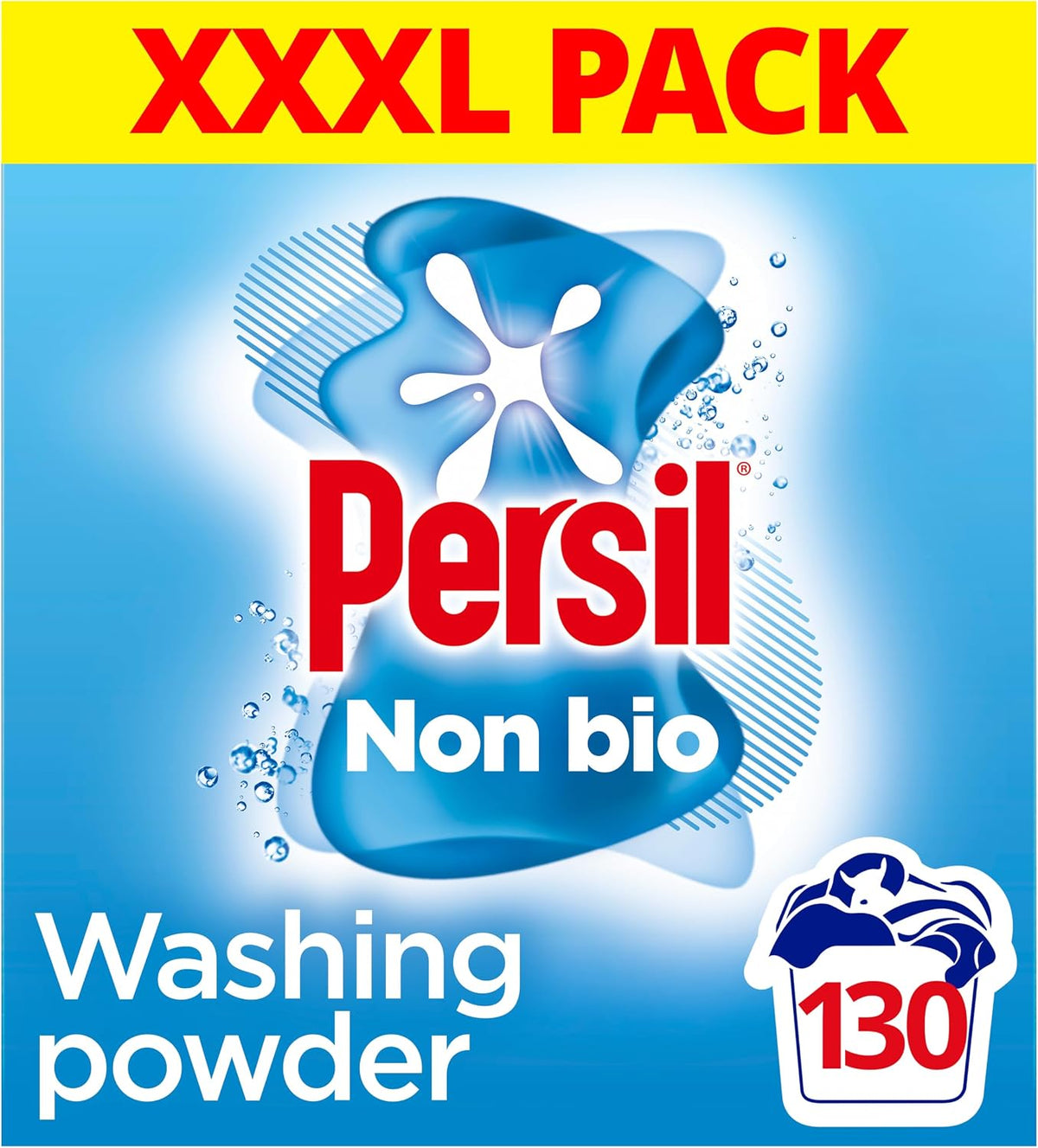 Persil Non Bio Washing Powder XXXL Family Pack 100% recyclable pack for stain removal that's gentle next to sensitive skin 130 Wash 6.5 kg