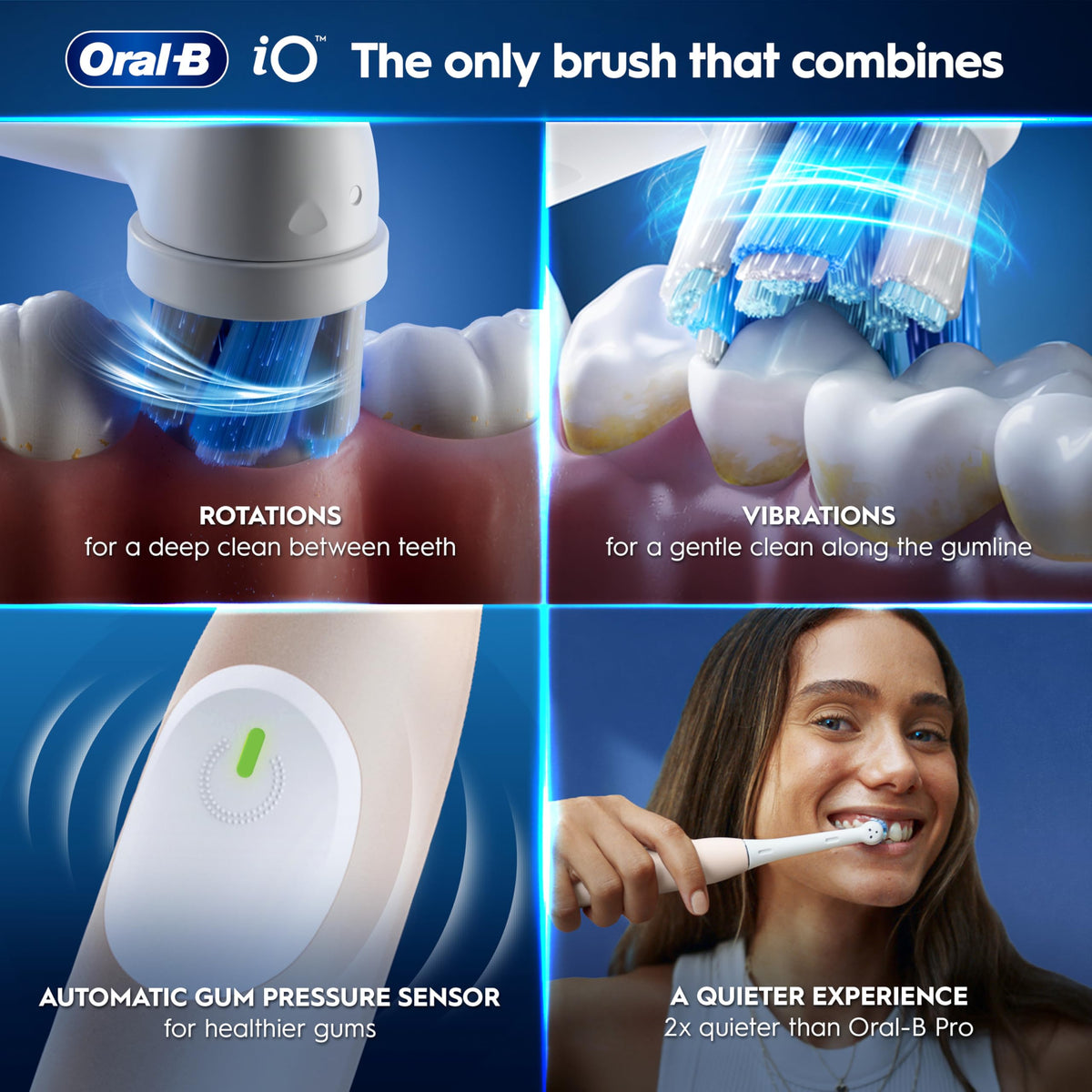 Oral-B iO2 Electric Toothbrush for Adults, Night Black, with Travel Case