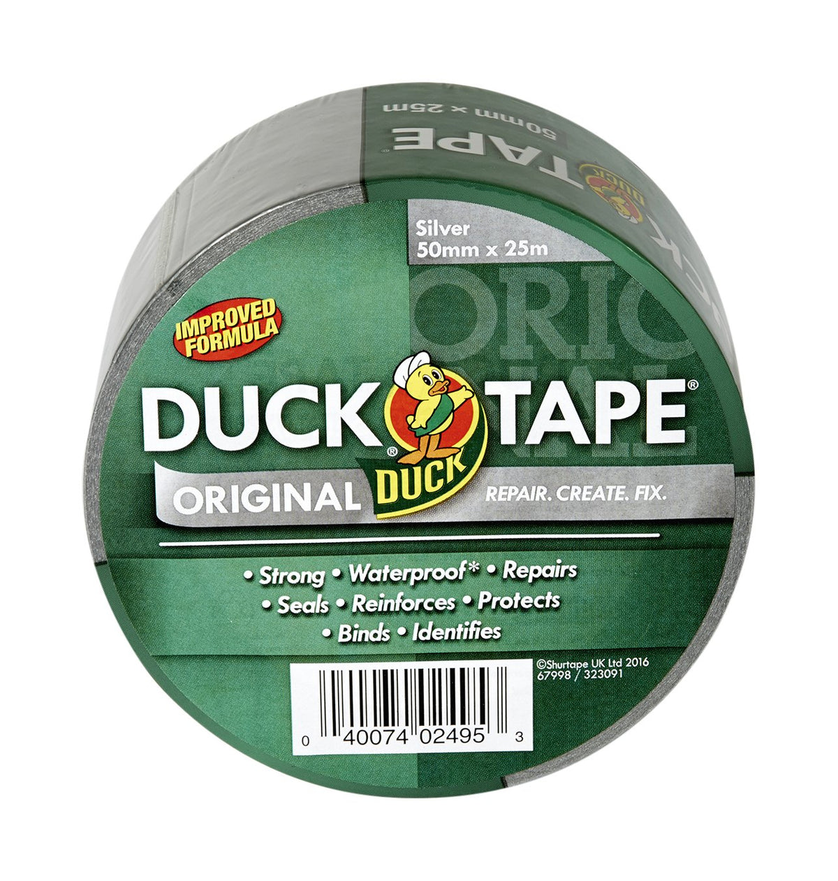 Duck Tape Original White Duct Tape, 50mm x 25m Heavy Duty, Waterproof Gaffer, Gaffa Sticky Tape, Strong Adhesive Cloth Repair Tape, Suitable for Packing boxes, Moving House, Parcels or Packaging