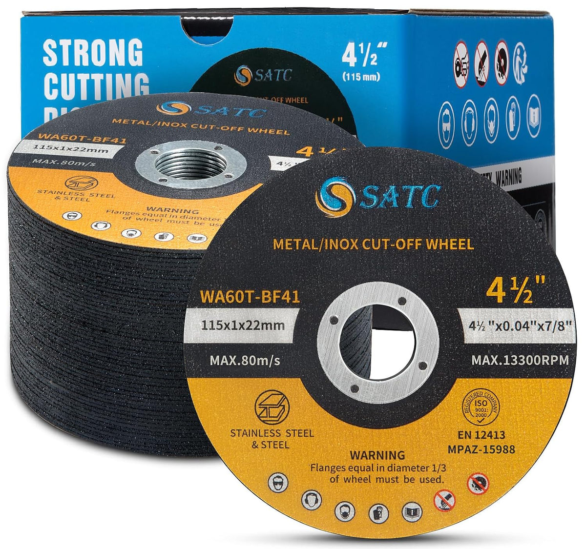 SATC 115mm Cutting Discs 50-Peice for Angle Grinder Durable Metal Cutting Disc Ultra Thin 1mm for Fast & Precise Cutting of Steel, Iron, Aluminum, & Ferrous Metals