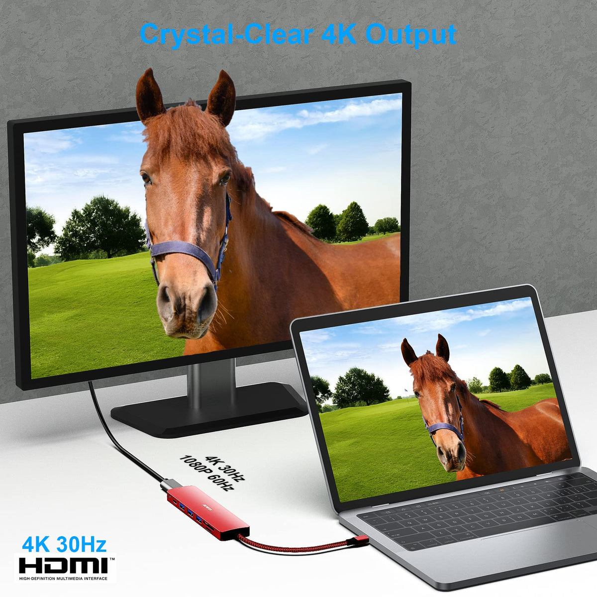 BENFEI USB-C Hub 5-in-1 with 4K HDMI, 3 USB-A 3.2 GEN2 10Gbps, 100W PD, Silicone Woven Cable, Aluminum Case, Compatible with MacBook, iPad, iPhone 15/16 Series