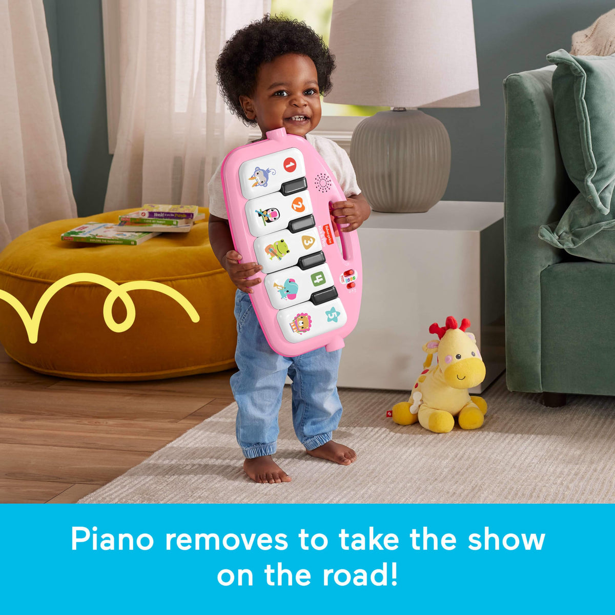 Fisher-Price Kick & Play Piano Baby Gym, Navy Fawn