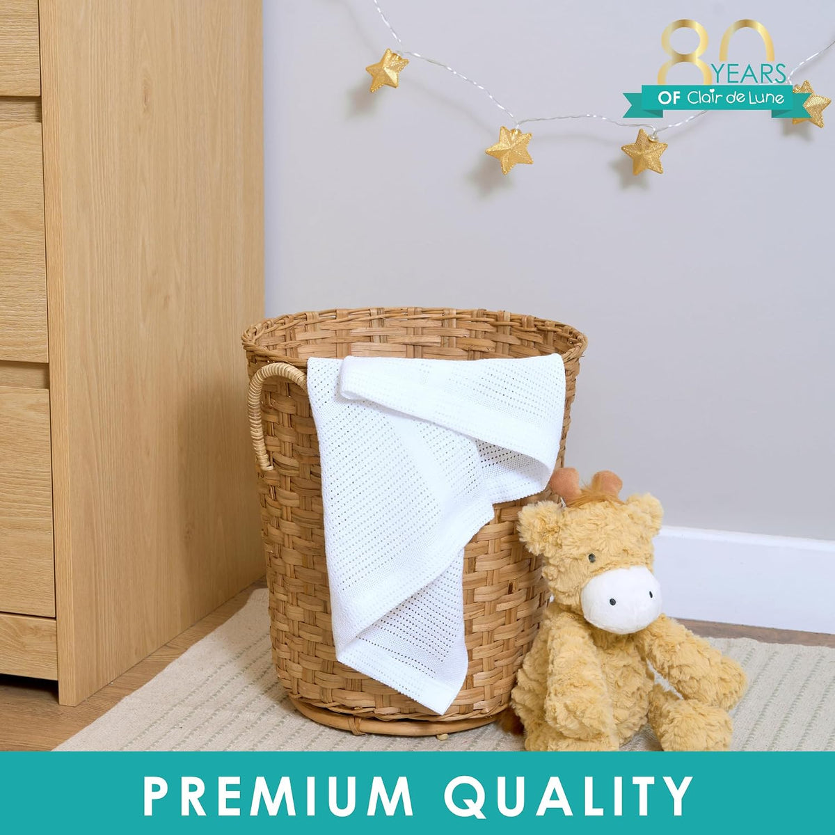 Clair de Lune Soft Cotton Cellular Baby Shawl Blanket 70 x 90 cm (White)