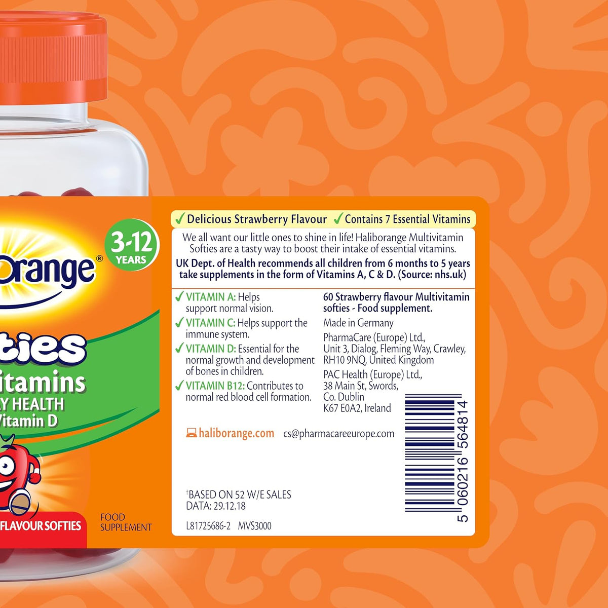 Haliborange Kids Multivitamin Fruit Softies, 60 Chewable Vitamins