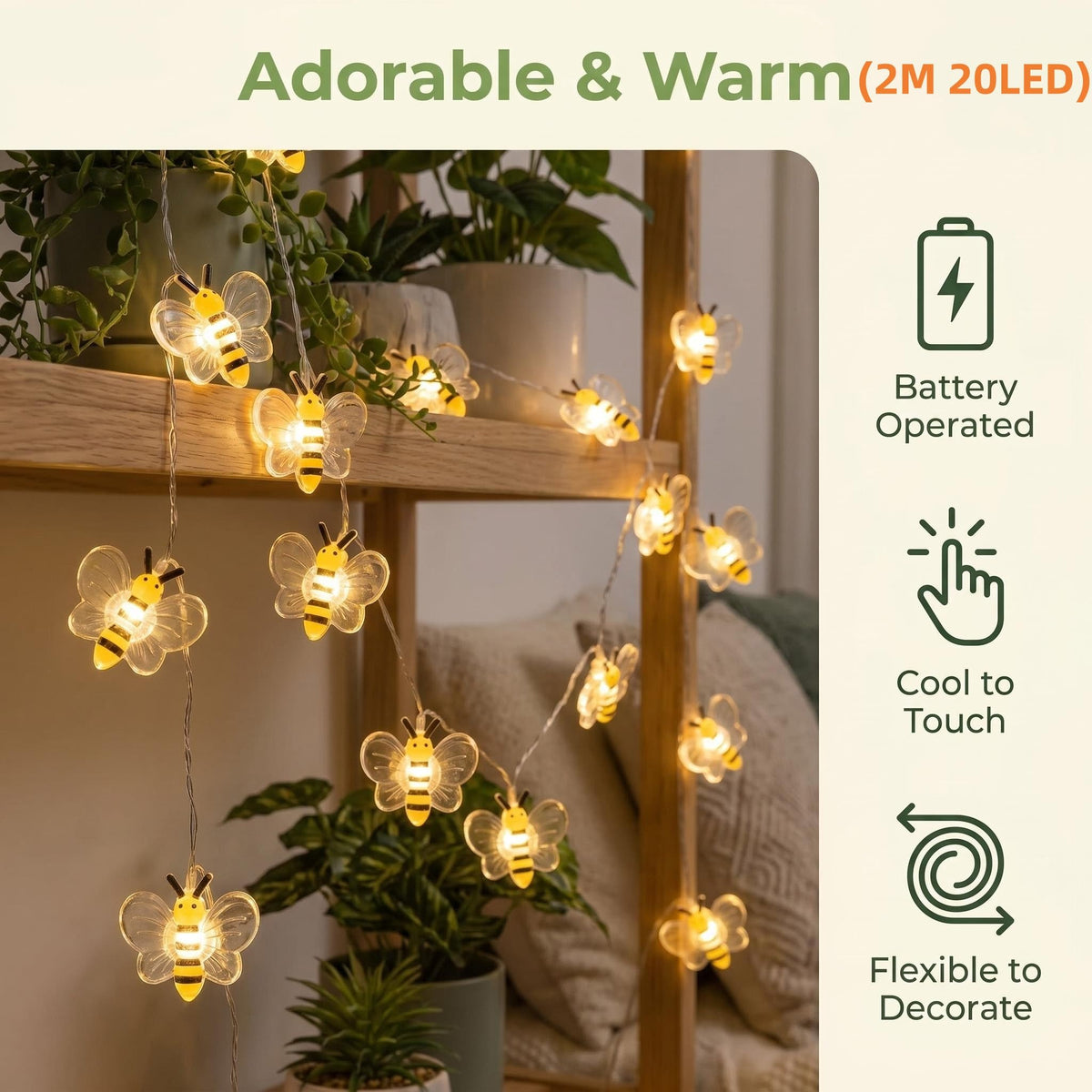 2M 20 LED Pink Cherry Blossom Fairy Lights, Battery Operated Flower String Lights for Bedroom Decor, Indoor Spring and Christmas Decorations, Girls Room Gift (Flowers)