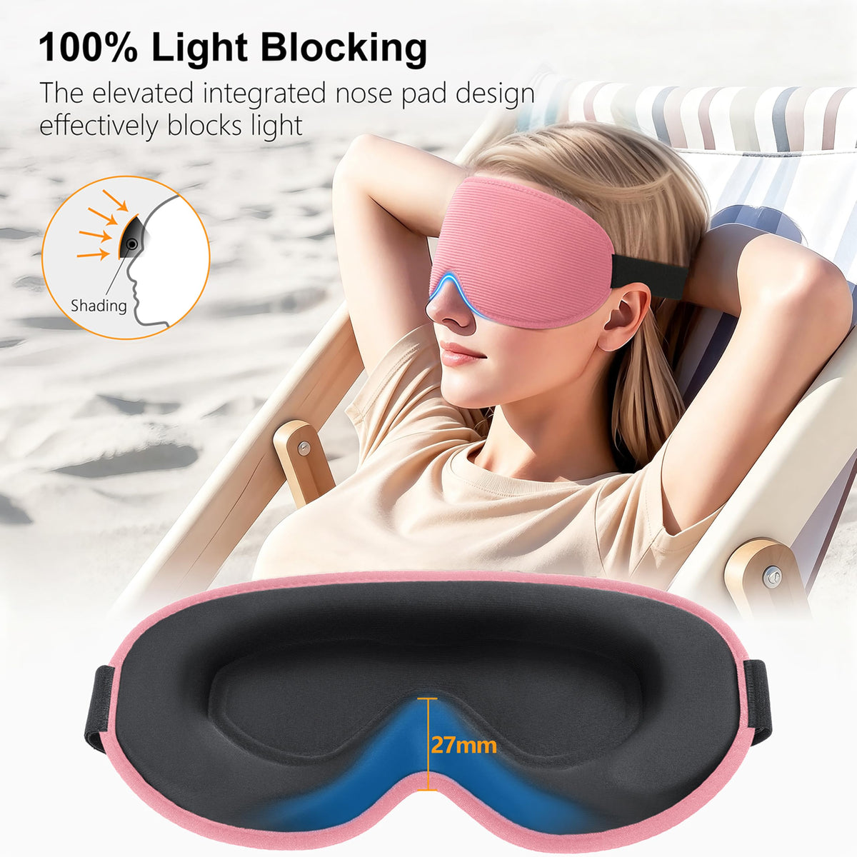 Gritin 100% Blackout Sleep Mask for Women & Men-Zero Eye Pressure Eye Mask