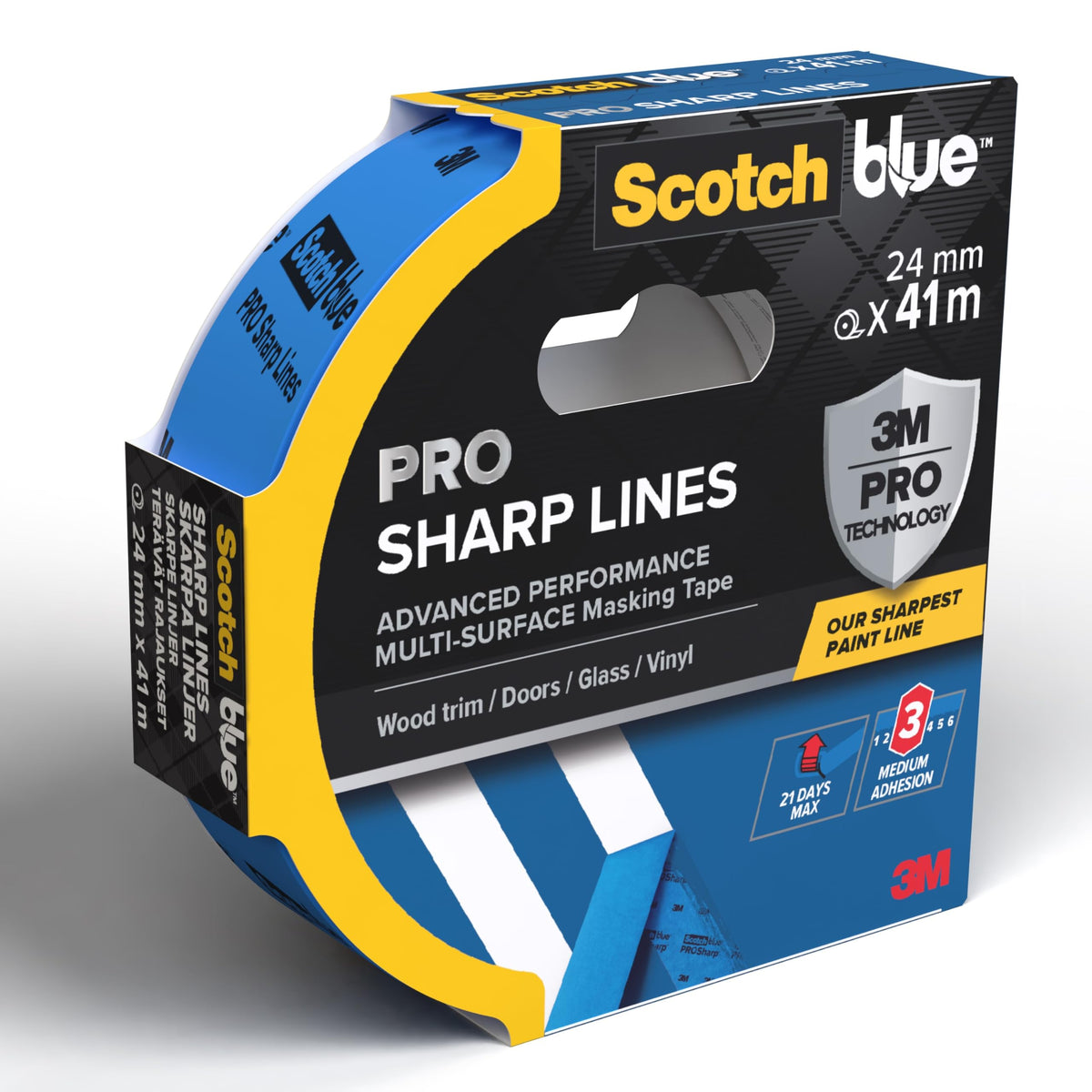 ScotchBlue Multi-Surface Premium Masking Tape, 24mm x 41m, 1 Roll/Pack - Scotch Adhesive Blue Painters Tape, For Painting and Decorating, Indoor & Outdoor, Sticks Well, 100% PEFC
