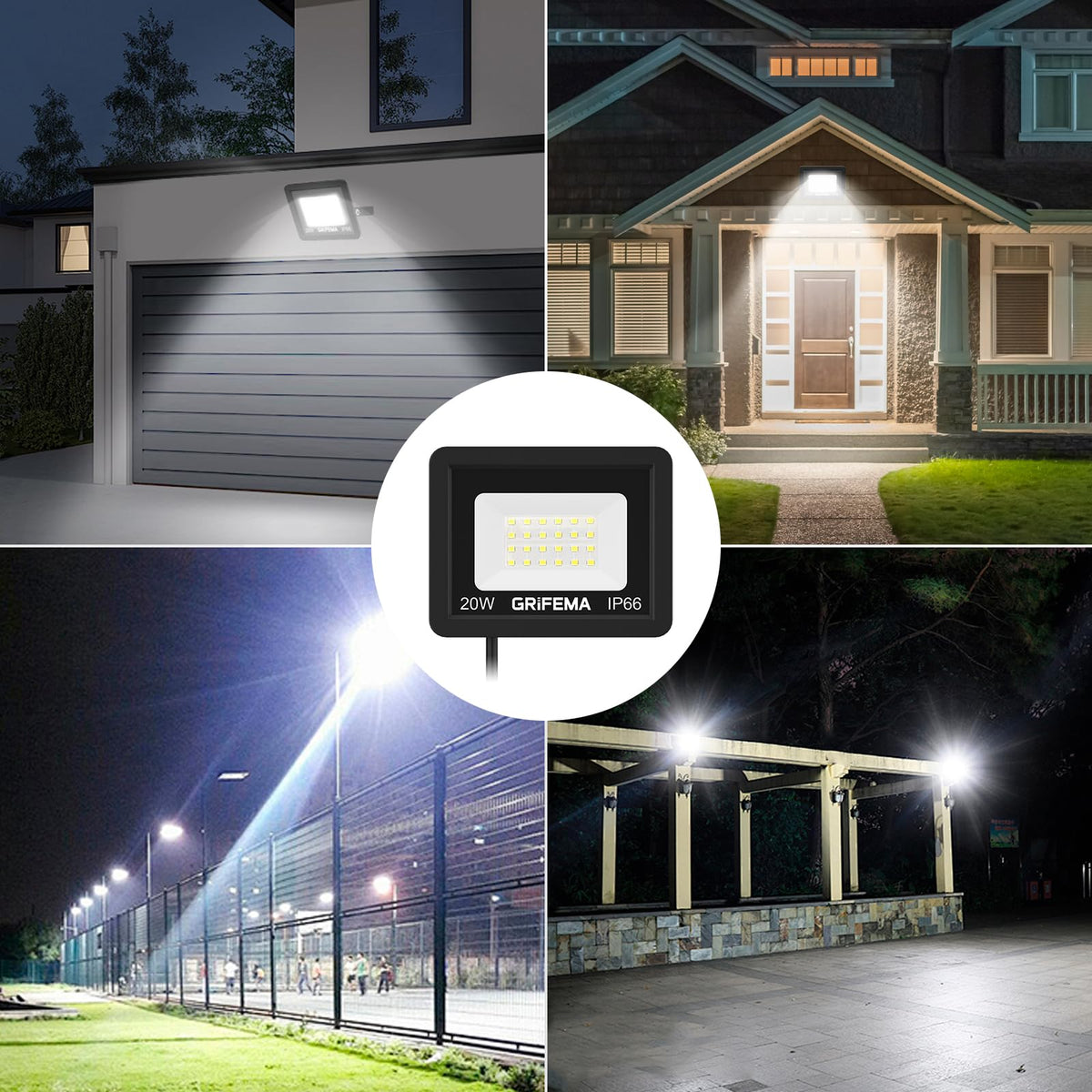 GRIFEMA 20W LED Security Light with Motion Sensor 2200LM 6500K