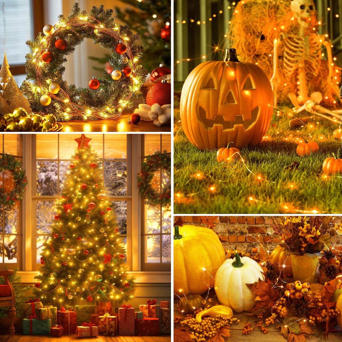 btfarm 2 Pack Halloween Orange Fairy Lights Battery Operated with Timer