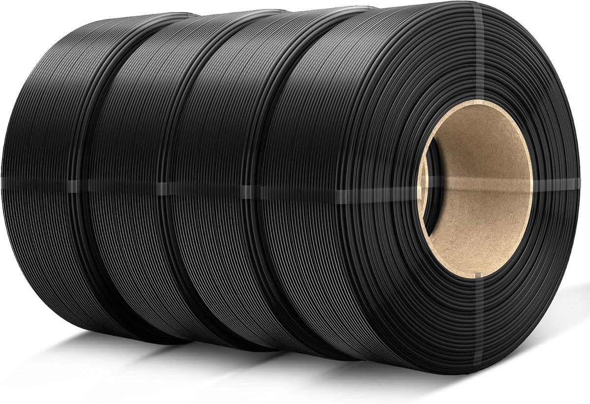 SUNLU 3D Printer Filament PETG Filament Refill 1.75mm,Suitable for SUNLU Third-Generation Reusable spools,Dimensional Accuracy +/- 0.02 mm,1kg per Spool, Pack of 4,4 Black
