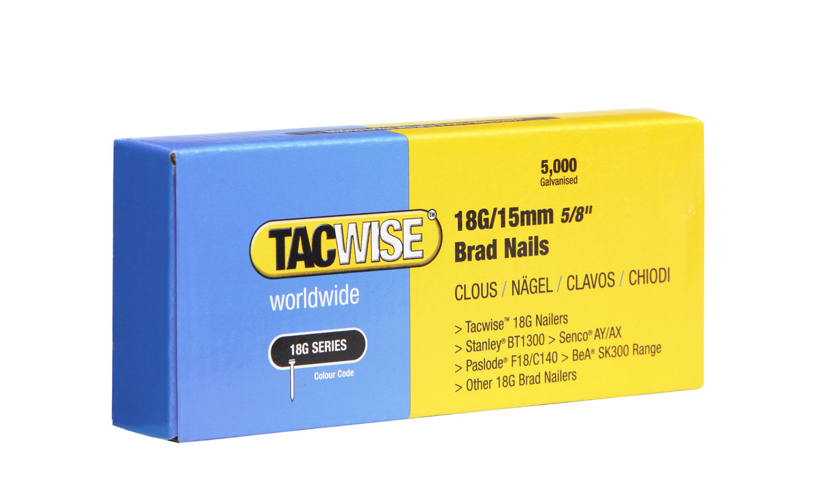 Tacwise 0401 Galvanised Brad Nails Type 18G / 50 mm, Pack of 5000