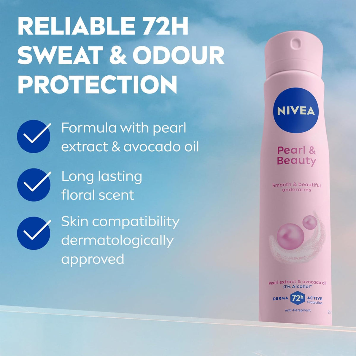 NIVEA Pearl and Beauty Antiperspirant Spray, 250 ml