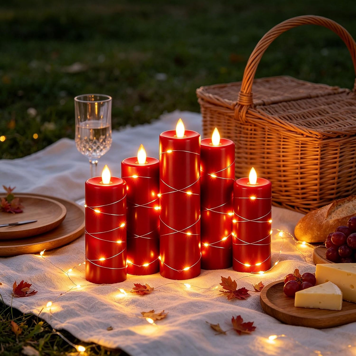 Da by 3 Pack Ivory Flameless LED Candles with Fairy Lights, Realistic Moving Flame Paraffin Wax Candles, Remote Control, Soft Warm Light, 8cm D x 12.5/14.5/16.5cm H, Indoor Wedding Home Decor