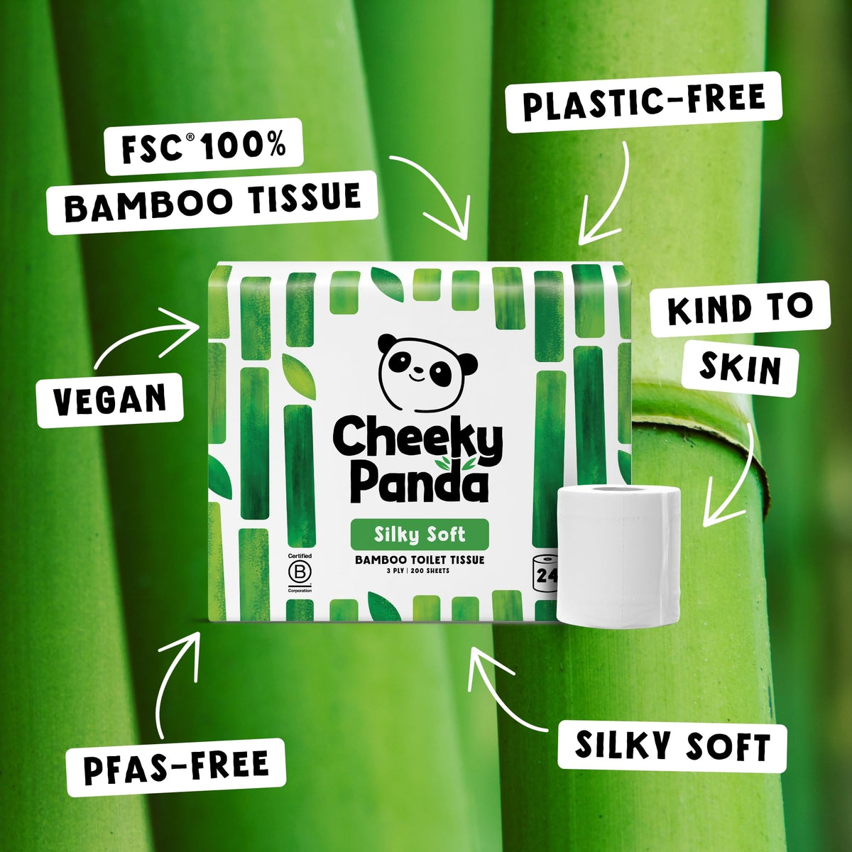 The Cheeky Panda Bamboo Toilet Paper – 9 Rolls of Toilet Paper | Plastic Free Packaging and Sustainable Toilet Tissue | 100% Compostable