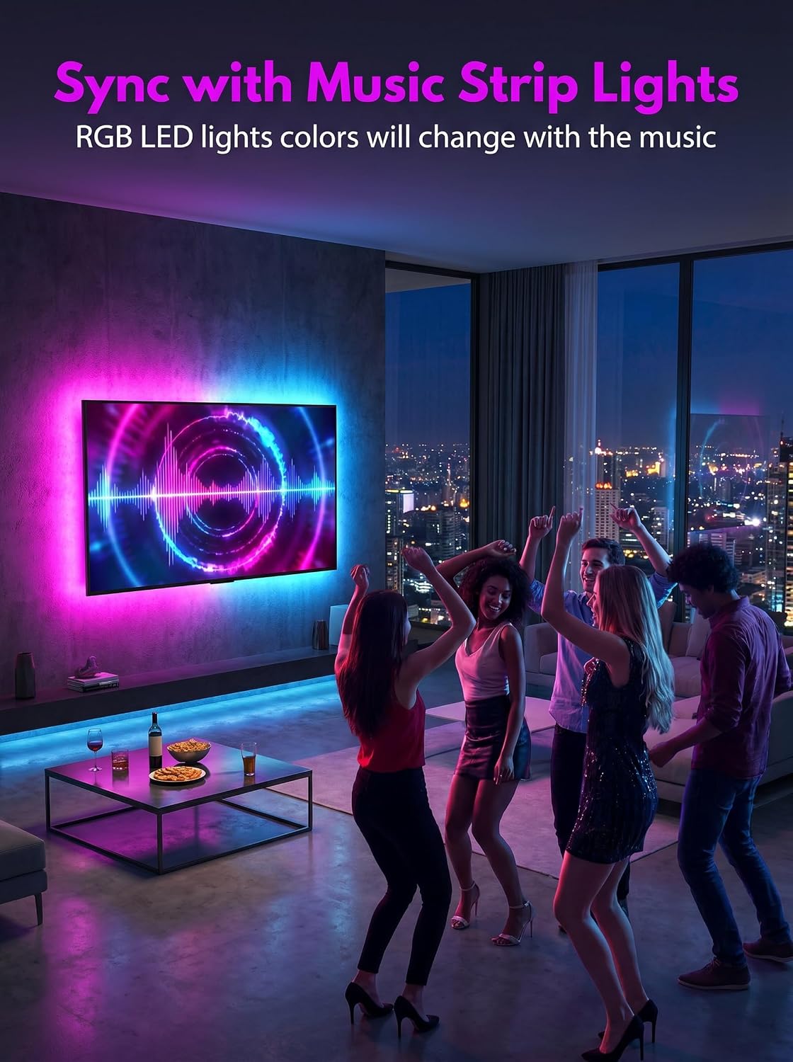 MATICOD TV LED Lights, 4M TV Lights for 45-60in TVs, Music Sync RGB TV Backlight USB LED Strip Lights with Remote and App Control for Christmas Decorations