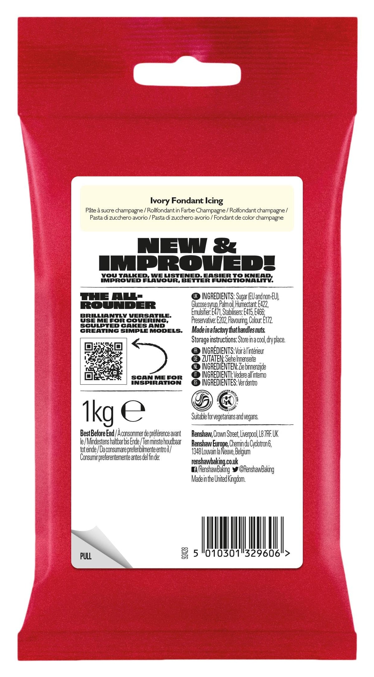 Renshaw White Ready to Roll Fondant Icing, 500 g (Pack of 1)
