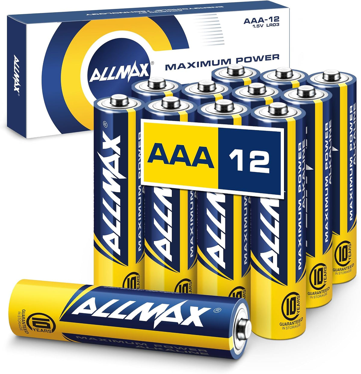 Allmax AAA (LR03) Maximum Power Alkaline Batteries (12 Count) – 1.5V