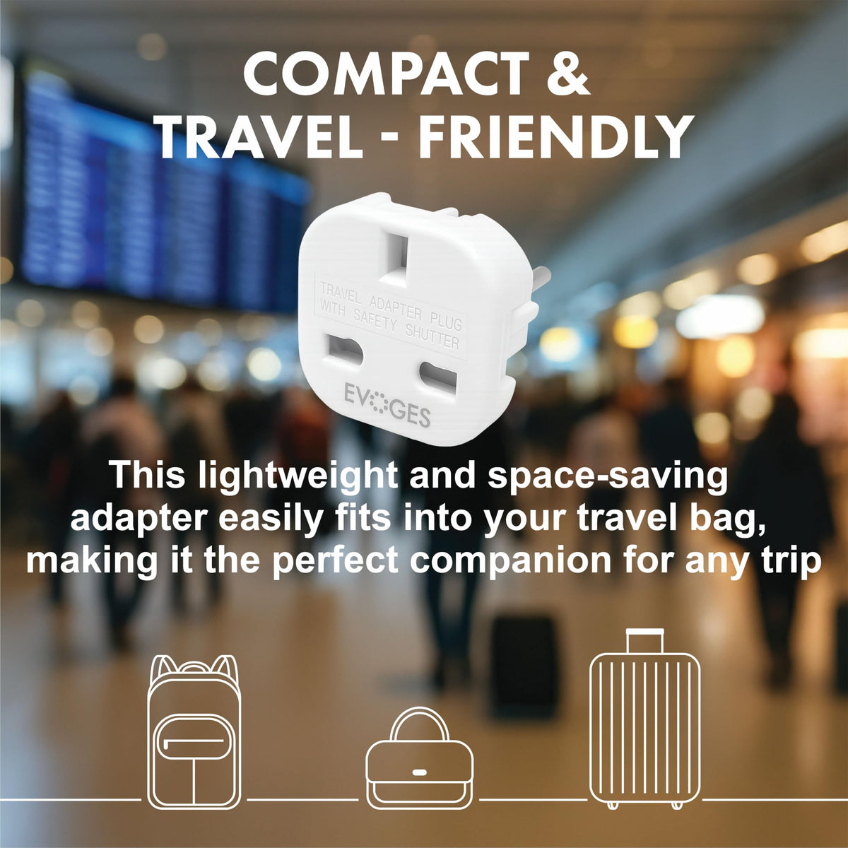 UK to European EU Travel Adapter Plug Type G to Type C,E,F, 3 Pin to 2 Pin Travel Europe White (Pack of 3)