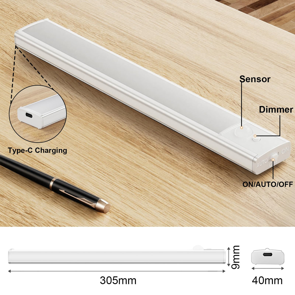 daphomeu 5 Pack Rechargeable Under Cupboard Kitchen Lights, 20CM Dimmable Warm Cabinet Light, LED Motion Sensor Lights Indoor, Magnetic Stick Light for Kitchen Shelf Stairs Wardrobe
