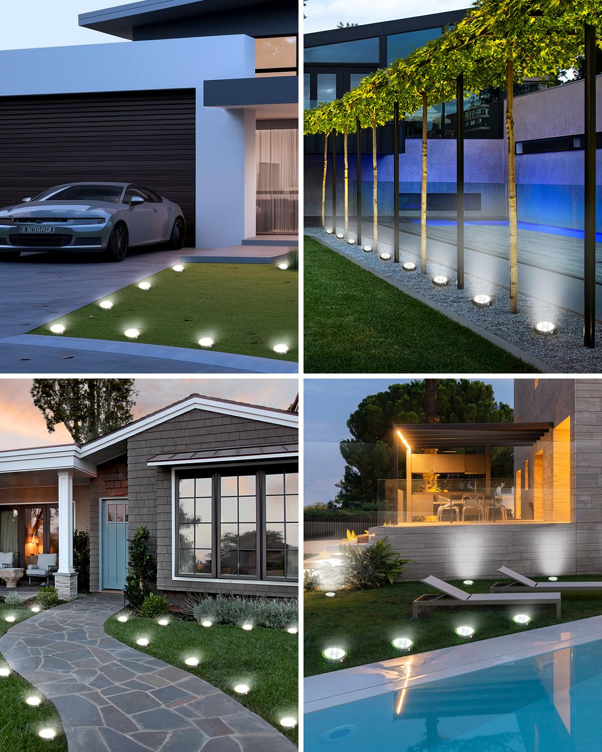 btfarm Solar Lights Outdoor Garden, 6 Pack 8 LED Solar Ground Disk Lights Outdoor IP65 Waterproof for Garden Pathway Lawn Patio Yard Landscape (Blue)