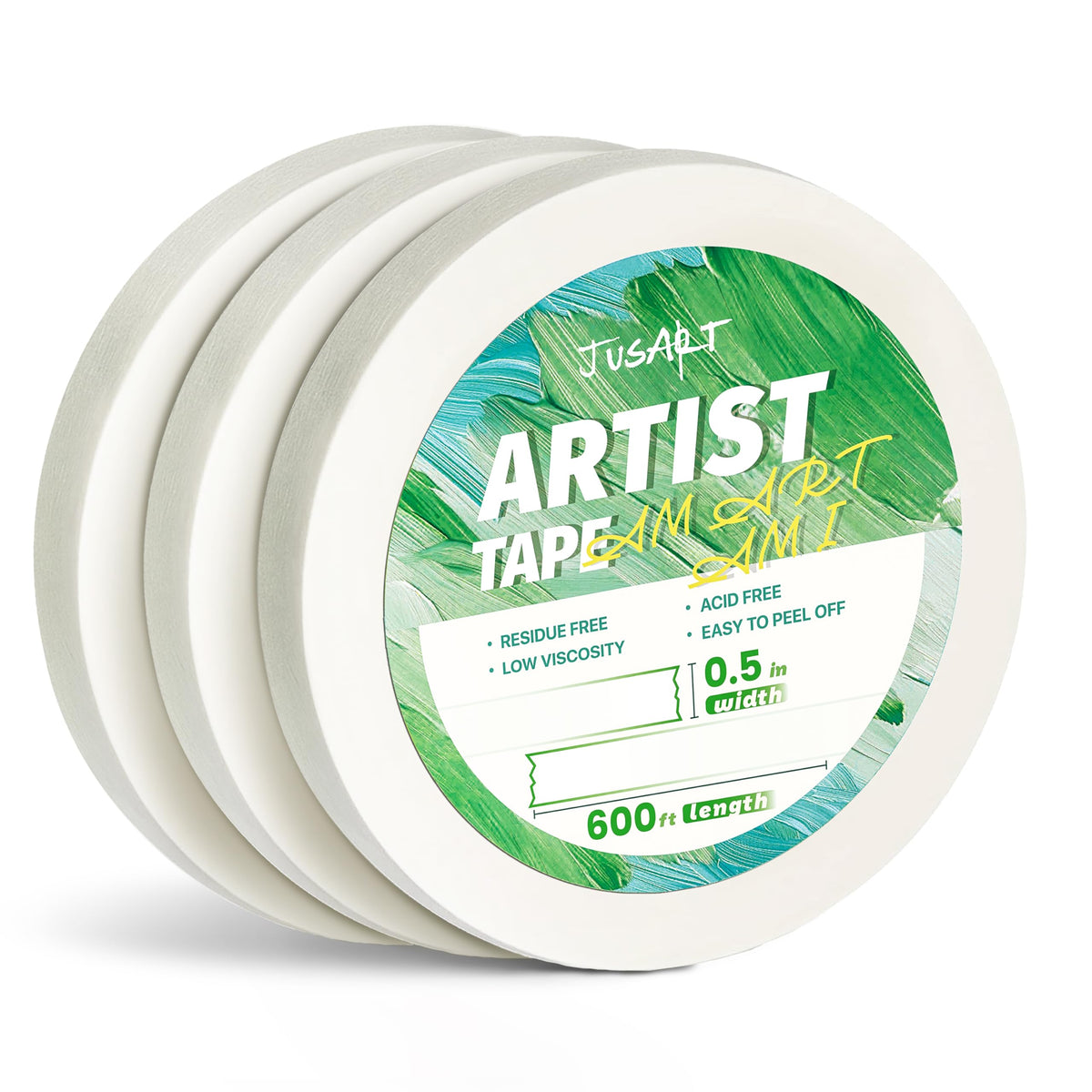 JusArt Artist Tape for Watercolor Paper, 1/2 inch Wide 200FT Long