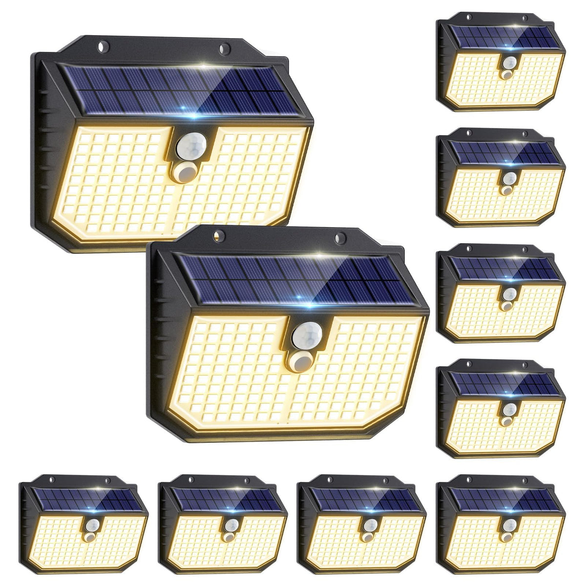 nipify Solar Lights,Upgraded 3000K Warm Solar Garden Lights,3 Modes Motion Sensor and IP65 Waterproof Solar Lights Outdoor Garden for Outside Shed Driveway Backyard Garage Walkway Wall Fences