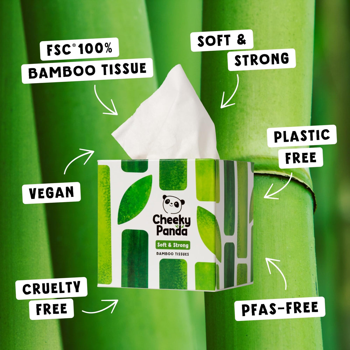 The Cheeky Panda Bamboo Facial Tissues | Sustainable and Silky Soft | Plastic Free